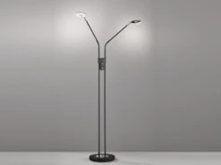 Fischer & Honsel LED Stehlampe DENT Schwarz 2 Flammig Mit Dimmer - Höhe 150cm 7 Fischer & Honsel LED Stehlampe DENT Schwarz 2 Flammig Mit Dimmer - Höhe 150cm -Globo Store led stehlampe dent schwarz 2 flammig mit dimmer ho 2