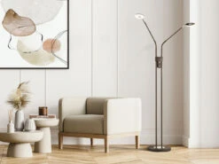 Fischer & Honsel LED Stehlampe DENT Schwarz 2 Flammig Mit Dimmer - Höhe 150cm