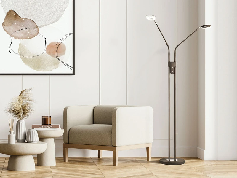 Fischer & Honsel LED Stehlampe DENT Schwarz 2 Flammig Mit Dimmer - Höhe 150cm 1 Fischer & Honsel LED Stehlampe DENT Schwarz 2 Flammig Mit Dimmer - Höhe 150cm