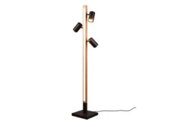 MeineWunschleuchte LED Stehlampe Holz / Schwarz Matt, 3 Spots Schwenkbar, Höhe 130cm -Globo Store led stehlampe holz schwarz matt 3 spots schwenkbar 1