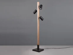MeineWunschleuchte LED Stehlampe Holz / Schwarz Matt, 3 Spots Schwenkbar, Höhe 130cm -Globo Store led stehlampe holz schwarz matt 3 spots schwenkbar 4