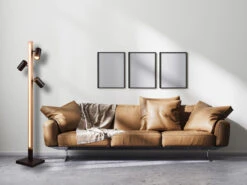 MeineWunschleuchte LED Stehlampe Holz / Schwarz Matt, 3 Spots Schwenkbar, Höhe 130cm -Globo Store led stehlampe holz schwarz matt 3 spots schwenkbar 7