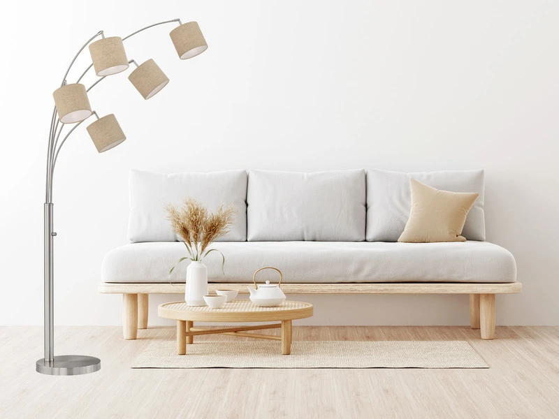 MeineWunschleuchte LED Stehlampe Mehrflammig 5 Stoff Lampenschirme Leinen - 180cm Groß 1 MeineWunschleuchte LED Stehlampe Mehrflammig 5 Stoff Lampenschirme Leinen - 180cm Groß