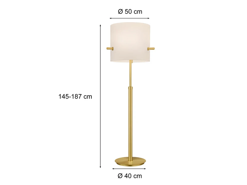 MeineWunschleuchte LED Stehlampe Messing Mit Stoffschirm Weiß Höhenverstellbar 145-187cm 4 MeineWunschleuchte LED Stehlampe Messing Mit Stoffschirm Weiß Höhenverstellbar 145-187cm – Bild 4