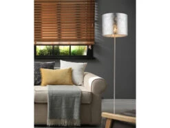 Globo LED Stehlampe Mit Stoff Lampenschirm Silberfarbig, Höhe 160cm -Globo Store led stehlampe mit stoff lampenschirm silberfarbig 1 3