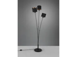 MeineWunschleuchte LED Stehleuchte 3 Flammig Metall, Stoffschirm Schwarz Gold, Höhe 150cm -Globo Store led stehleuchte 3 flammig metall stoffschirm schwa 4