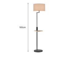 MeineWunschleuchte LED Stehleuchte In Schwarz Matt Mit Stoffschirm, Ablagetisch & USB Anschluss -Globo Store led stehleuchte in schwarz matt mit stoffschirm ab 2