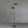 MeineWunschleuchte LED Stehleuchte Metall Schwarz Gold 2-flammig, Höhe 168cm