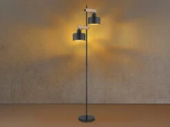 MeineWunschleuchte LED Stehleuchte Metall Schwarz Gold 2-flammig, Höhe 168cm 11 MeineWunschleuchte LED Stehleuchte Metall Schwarz Gold 2-flammig, Höhe 168cm -Globo Store led stehleuchte metall schwarz gold 2 flammig hoeh 2