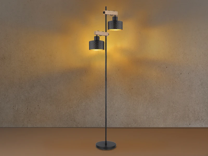 MeineWunschleuchte LED Stehleuchte Metall Schwarz Gold 2-flammig, Höhe 168cm 3 MeineWunschleuchte LED Stehleuchte Metall Schwarz Gold 2-flammig, Höhe 168cm – Bild 3