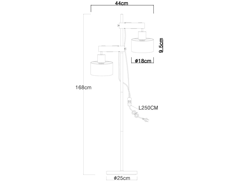 MeineWunschleuchte LED Stehleuchte Metall Schwarz Gold 2-flammig, Höhe 168cm 5 MeineWunschleuchte LED Stehleuchte Metall Schwarz Gold 2-flammig, Höhe 168cm – Bild 5