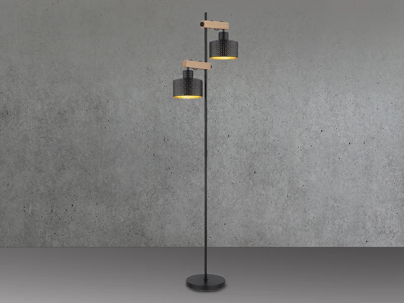 MeineWunschleuchte LED Stehleuchte Metall Schwarz Gold 2-flammig, Höhe 168cm 7 MeineWunschleuchte LED Stehleuchte Metall Schwarz Gold 2-flammig, Höhe 168cm – Bild 7