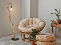 MeineWunschleuchte LED Stehleuchte Mit Hanfseil Und Holzstab, Höhe 150cm -Globo Store led stehleuchte mit hanfseil und holzstab hoehe 15 4