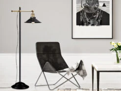 MeineWunschleuchte LED Stehleuchte Mit Schwenkbarem Metallschirm Schwarz, Höhe 155cm