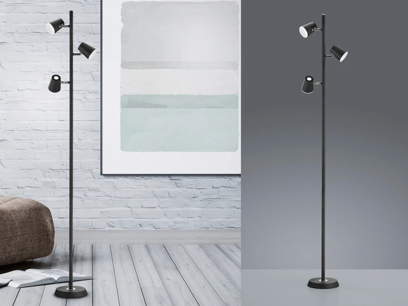 Trio Leuchten LED Stehleuchte NARCOS Schwarz, Spots Schwenkbar & Touch-Dimmer 1 Trio Leuchten LED Stehleuchte NARCOS Schwarz, Spots Schwenkbar & Touch-Dimmer