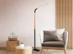 Trio Leuchten LED Stehleuchte NORRIS Schwarz Mit Holzelementen, Höhe 140cm 11 Trio Leuchten LED Stehleuchte NORRIS Schwarz Mit Holzelementen, Höhe 140cm -Globo Store led stehleuchte norris schwarz mit holzelementen h 4