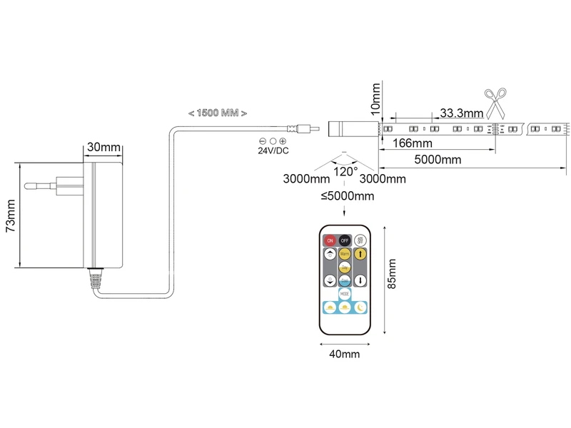 Reality Leuchten LED Streifen CHIP Mit Fernbedienung & Dimmer, Lichtfarbe Einstellbar - 5 Meter 8 Reality Leuchten LED Streifen CHIP Mit Fernbedienung & Dimmer, Lichtfarbe Einstellbar - 5 Meter – Bild 8