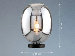 MeineWunschleuchte LED Tischlampe Industrial Mit Glaskugel Rauchglas - Höhe 27cm -Globo Store led tischlampe industrial mit glaskugel rauchglas 1 3