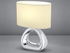 MeineWunschleuchte LED Tischleuchte 1 Flammig Keramik Silberfarbig Stoffschirm Weiß Höhe 34cm 7 MeineWunschleuchte LED Tischleuchte 1 Flammig Keramik Silberfarbig Stoffschirm Weiß Höhe 34cm -Globo Store led tischleuchte 1 flammig keramik silberfarbig st 2
