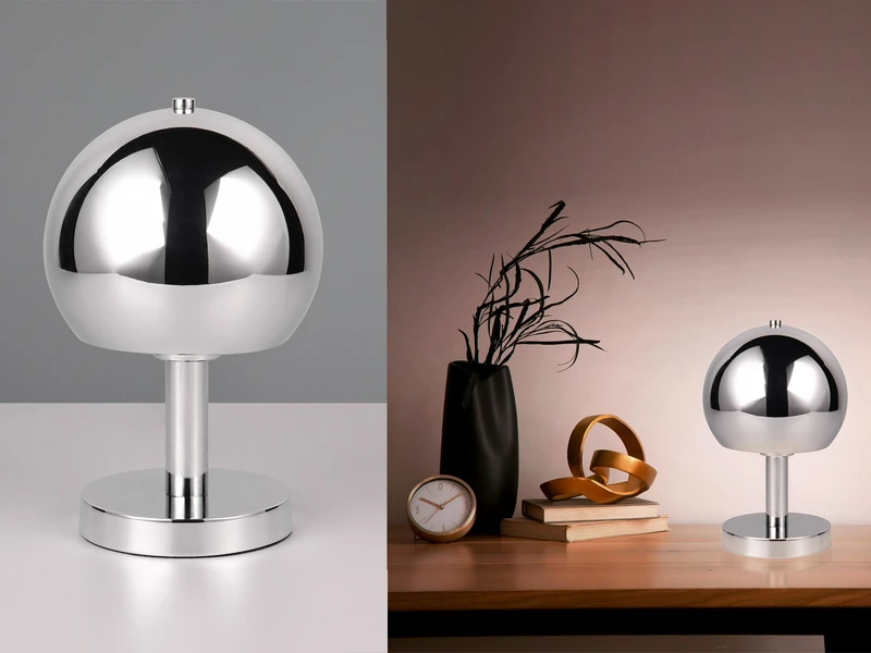 MeineWunschleuchte LED Tischleuchte Aus Metall Silber Chrom, Höhe 29cm 1 MeineWunschleuchte LED Tischleuchte Aus Metall Silber Chrom, Höhe 29cm