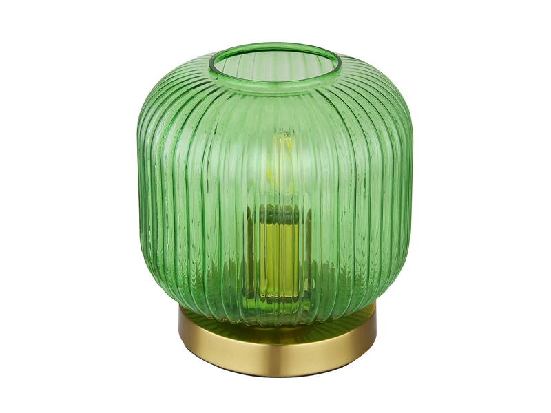 MeineWunschleuchte LED Tischleuchte Aus Rillenglas Grün Messing, Ø 20cm 11 MeineWunschleuchte LED Tischleuchte Aus Rillenglas Grün Messing, Ø 20cm – Bild 11