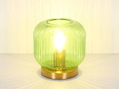 MeineWunschleuchte LED Tischleuchte Aus Rillenglas Grün Messing, Ø 20cm 13 MeineWunschleuchte LED Tischleuchte Aus Rillenglas Grün Messing, Ø 20cm -Globo Store led tischleuchte aus rillenglas gruen messing 20cm 2