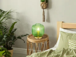 MeineWunschleuchte LED Tischleuchte Aus Rillenglas Grün Messing, Ø 20cm 17 MeineWunschleuchte LED Tischleuchte Aus Rillenglas Grün Messing, Ø 20cm -Globo Store led tischleuchte aus rillenglas gruen messing 20cm 6