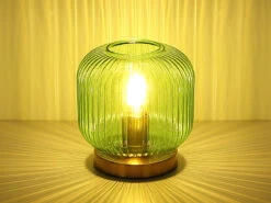 MeineWunschleuchte LED Tischleuchte Aus Rillenglas Grün Messing, Ø 20cm 19 MeineWunschleuchte LED Tischleuchte Aus Rillenglas Grün Messing, Ø 20cm -Globo Store led tischleuchte aus rillenglas gruen messing 20cm 8