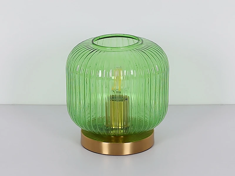 MeineWunschleuchte LED Tischleuchte Aus Rillenglas Grün Messing, Ø 20cm 10 MeineWunschleuchte LED Tischleuchte Aus Rillenglas Grün Messing, Ø 20cm – Bild 10