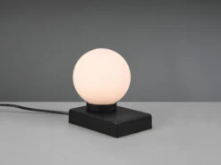 MeineWunschleuchte LED Tischleuchte Glaskugel Weiß Sockel Schwarz - Touch Dimmbar, Ø 12cm -Globo Store led tischleuchte glaskugel weiss sockel schwarz to 2