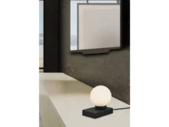 MeineWunschleuchte LED Tischleuchte Glaskugel Weiß Sockel Schwarz - Touch Dimmbar, Ø 12cm -Globo Store led tischleuchte glaskugel weiss sockel schwarz to 5