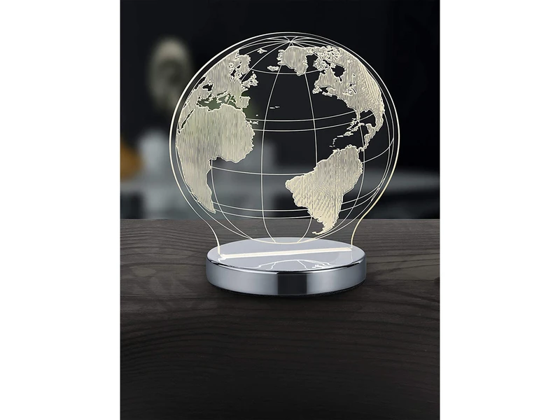 Reality Leuchten LED Tischleuchte GLOBE 3D Optik Chrom Lichtfarbe Einstellbar, Höhe 20cm 1 Reality Leuchten LED Tischleuchte GLOBE 3D Optik Chrom Lichtfarbe Einstellbar, Höhe 20cm