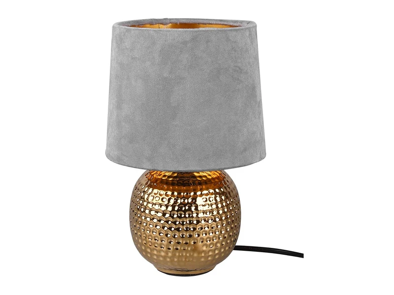 MeineWunschleuchte LED Tischleuchte Grau/Gold Keramikfuß Samtschirm - Ø16cm, H.26cm 2 MeineWunschleuchte LED Tischleuchte Grau/Gold Keramikfuß Samtschirm - Ø16cm, H.26cm – Bild 2