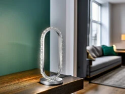 Wofi LED Tischleuchte HARLEY Mit Kristall Ring Oval, Touch Dimmer