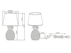 MeineWunschleuchte LED Tischleuchte Keramik Ananas Gold Mit Stoffschirm Schwarz Gold, Höhe 35cm -Globo Store led tischleuchte keramik ananas gold mit stoffschi 4