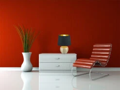 MeineWunschleuchte LED Tischleuchte Keramik Mit Stoffschirm Schwarz Innen Gold, Höhe 26cm -Globo Store led tischleuchte keramik mit stoffschirm schwarz i 4