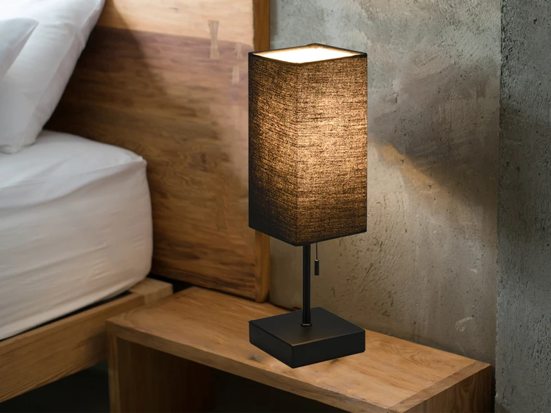 MeineWunschleuchte LED Tischleuchte Metall & Stoffschirm Schwarz USB-Ladestationen Höhe 35cm 3 MeineWunschleuchte LED Tischleuchte Metall & Stoffschirm Schwarz USB-Ladestationen Höhe 35cm – Bild 3