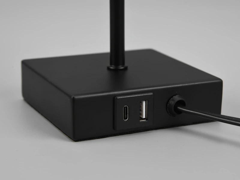 MeineWunschleuchte LED Tischleuchte Metall & Stoffschirm Schwarz USB-Ladestationen Höhe 35cm 6 MeineWunschleuchte LED Tischleuchte Metall & Stoffschirm Schwarz USB-Ladestationen Höhe 35cm – Bild 6