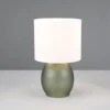MeineWunschleuchte LED Tischleuchte Mit Glasfuß Grün Und Stoffschirm Weiß, Höhe 29cm