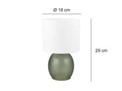 MeineWunschleuchte LED Tischleuchte Mit Glasfuß Grün Und Stoffschirm Weiß, Höhe 29cm -Globo Store led tischleuchte mit glasfuss gruen und stoffschir 3