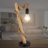 MeineWunschleuchte LED Tischleuchte Mit Hanfseil Und Holzstab, Höhe 53,5cm