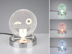 Reality Leuchten LED Tischleuchte SMILEY 3D Lasercut Mit Farbwechsler - 15cm Hoch