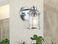 MeineWunschleuchte LED Wandlaterne In Chrom Für Badezimmer & Wohnraum, Höhe 21cm