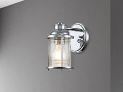 MeineWunschleuchte LED Wandlaterne In Chrom Für Badezimmer & Wohnraum, Höhe 21cm -Globo Store led wandlaterne in chrom fuer badezimmer wohnraum 1 2