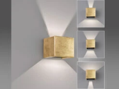 Fischer & Honsel LED Wandleuchte COG Gold Antik, Würfel Up And Down, 12cm Breit -Globo Store led wandleuchte cog gold antik wuerfel up and down 6