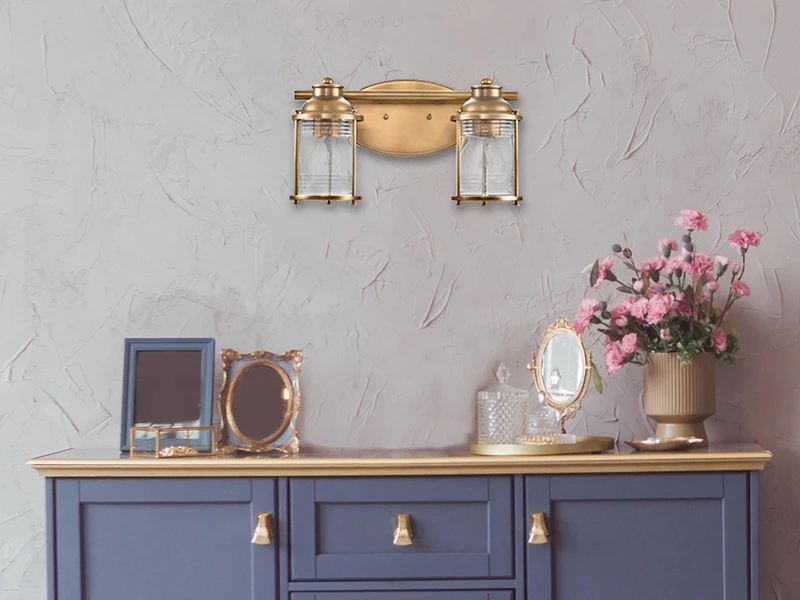 MeineWunschleuchte LED Wandleuchte In Messing Für Badezimmer & Wohnraum, 2-flammig Breite 36cm 1 MeineWunschleuchte LED Wandleuchte In Messing Für Badezimmer & Wohnraum, 2-flammig Breite 36cm