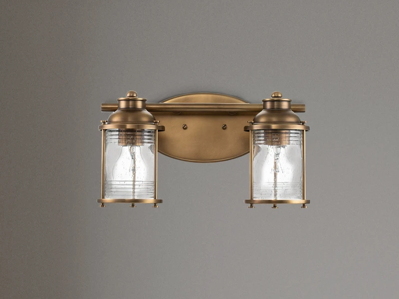 MeineWunschleuchte LED Wandleuchte In Messing Für Badezimmer & Wohnraum, 2-flammig Breite 36cm 3 MeineWunschleuchte LED Wandleuchte In Messing Für Badezimmer & Wohnraum, 2-flammig Breite 36cm – Bild 3