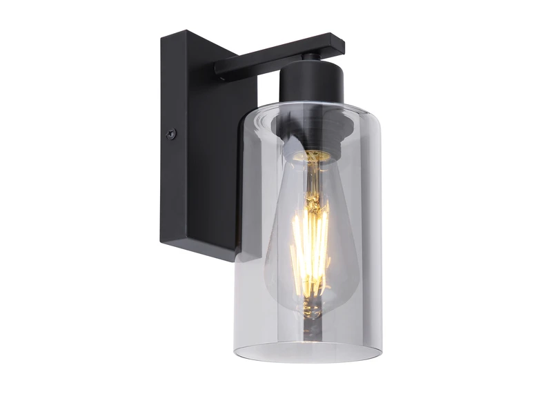 MeineWunschleuchte LED Wandleuchte Mit Rauchglas Lampenschirm Ø 10cm, Metall Schwarz 2 MeineWunschleuchte LED Wandleuchte Mit Rauchglas Lampenschirm Ø 10cm, Metall Schwarz – Bild 2