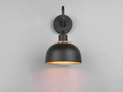 MeineWunschleuchte LED Wandleuchte Mit Schalter Metall Schwarz Gold Mit Drahtgeflecht Ø 18cm -Globo Store led wandleuchte mit schalter metall schwarz gold m 3