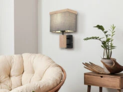 MeineWunschleuchte LED Wandleuchte Mit Stoff Lampenschirm Und Holzoptik, Höhe 30cm 13 MeineWunschleuchte LED Wandleuchte Mit Stoff Lampenschirm Und Holzoptik, Höhe 30cm -Globo Store led wandleuchte mit stoff lampenschirm und holzopt 5